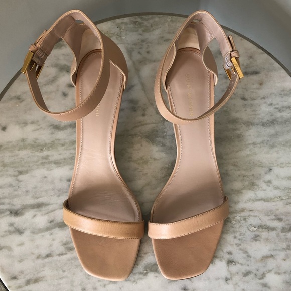 Stuart Weitzman Square Toe Ankle Strap Nudist Sandal, EUC, Sz 9.5 - Picture 2 of 11
